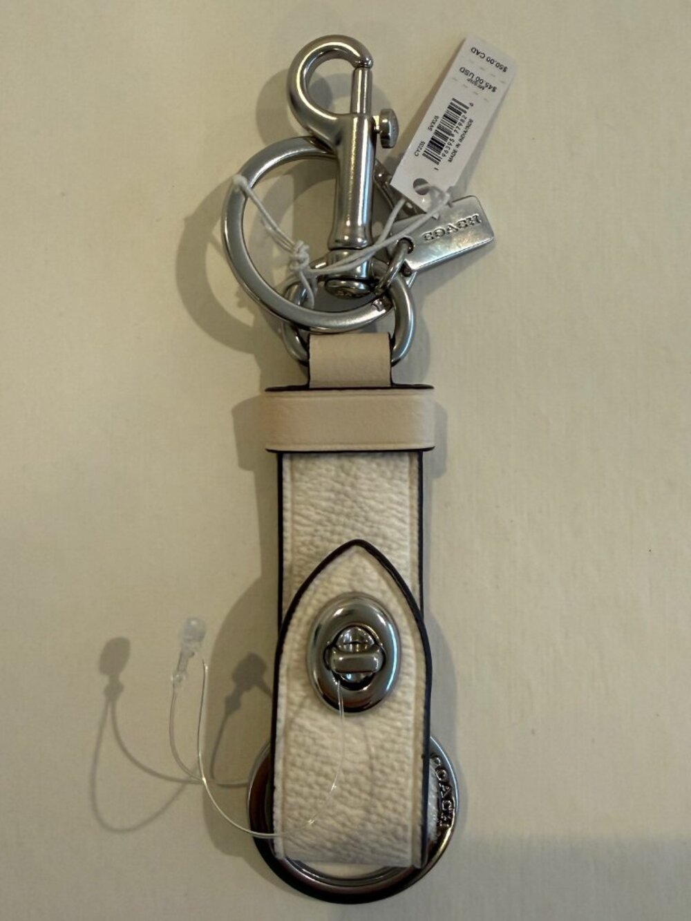 Coach Trigger Snap Bag Charm , key chain, fob,in Signature Canvas,white